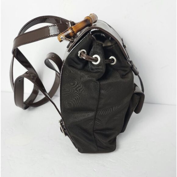 Gucci Bamboo Backpack Nylon Enamel Brown Made In Italy 8x8 main image 7